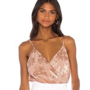 Lovers and Friends cami bodysuit S peach satin silky‎ Sexy Top Crossover